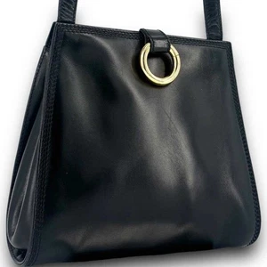 LOEWE Schultertasche Crossbody klein Logo Leder schwarz Damen gebraucht aus Japan - Bild 1 von 10
