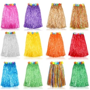 Hawaiian Luau Hula Grass Skirt 12Pack - Adult Party Decor, Tropical 60CM Multi - Picture 1 of 7