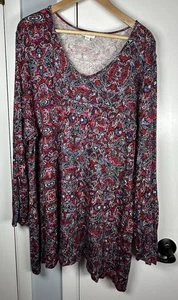 Blusa pulóver túnica manga larga estampado pasley negro 3X Jill Top para mujer - Imagen 1 de 9