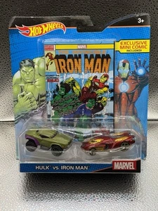 HotWheels HULK VS IRON MAN 1:64 Die Cast + Mini Comic 2015 Mattel - Picture 1 of 2
