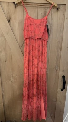 Maxi Vestido Constelación Con Cuentas Aguja e Hilo en Coral Estrellas Mujer Talla 2 Foto 1 de 4