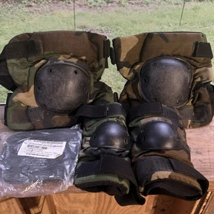 Bijan's Us Military Woodland Camo Knee & Elbow Pads Small W/ 2 New Elbow Inserts - Picture 1 of 10