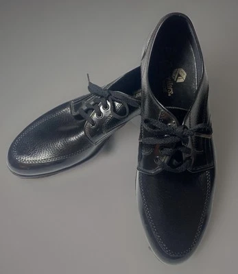VINTAGE 1950s ELVIS DRESS SHOES BLACK LEATHER OXFORDS MEN SZ 10.5 WIDE ICONIC! - Image 1 of 4