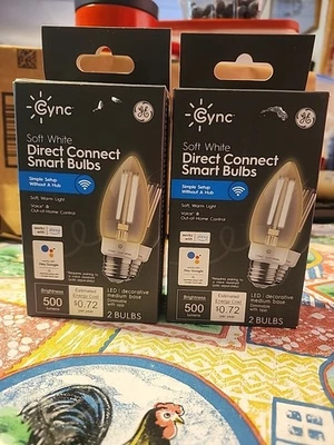 Set 2 GE  CYNC Direct Connect Smart LED Light Bulb Candelabra, 500 Lumen, 2700k - Image 1 of 4