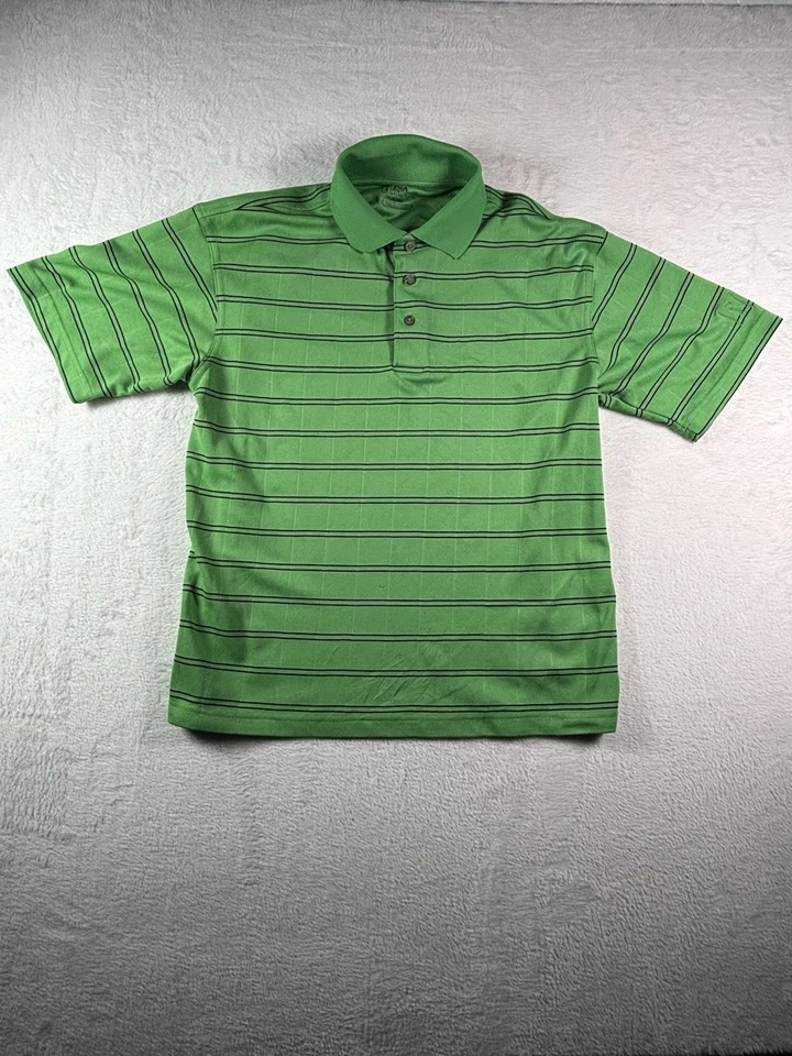 PGA Tour Polo Shirt Golf Green black Striped Short Sleeve Men’s Size Small - Image 1 of 4