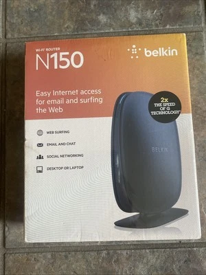 Belkin N150 Wireless/Wi-Fi Router 4 Port 2.4 GHz Easy Internet Access NEW-SEALED - Image 1 of 2