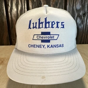 Vintage Lubbers Chevrolet Dealership Trucker Hat Snapback Cap Cheney Kansas 80s - Picture 1 of 13