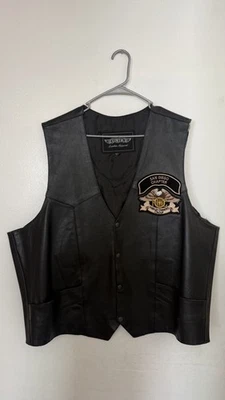 Unik Leather Motorcycle Vest – Size 54 – Harley Owners Group Patches SD Chapter - Image 1 of 4