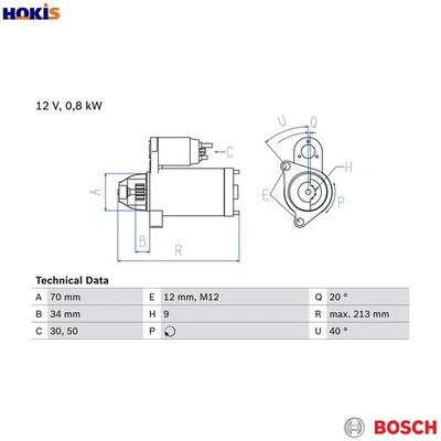 STARTER 0 986 027 060 FOR HONDA FIT/SHUTTLE/III/MONOCAB CITY JAZZ CIVIC/VIII - Image 1 of 4
