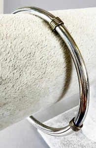 Vintage Taxco TV-06 Sterling Bangle Bracelet - Rope Accents - 8.0" 12.6g - Picture 1 of 4