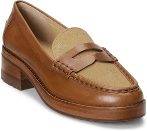 Lauren Ralph Lauren Women's Wren Suede Penny Loafer Camel Shoes, Tan Size 10M - Picture 1 of 4