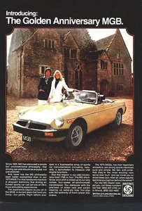 1975 GOLDEN ANNIVERSARY MGB YELLOW CONVERTIBLE BRITISH LEYLAND VINTAGE PRINT AD - Picture 1 of 1