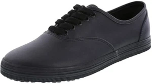 SafeTStep Women's Kandice Black Leather Oxford Sneakers Shoes - Picture 1 of 8
