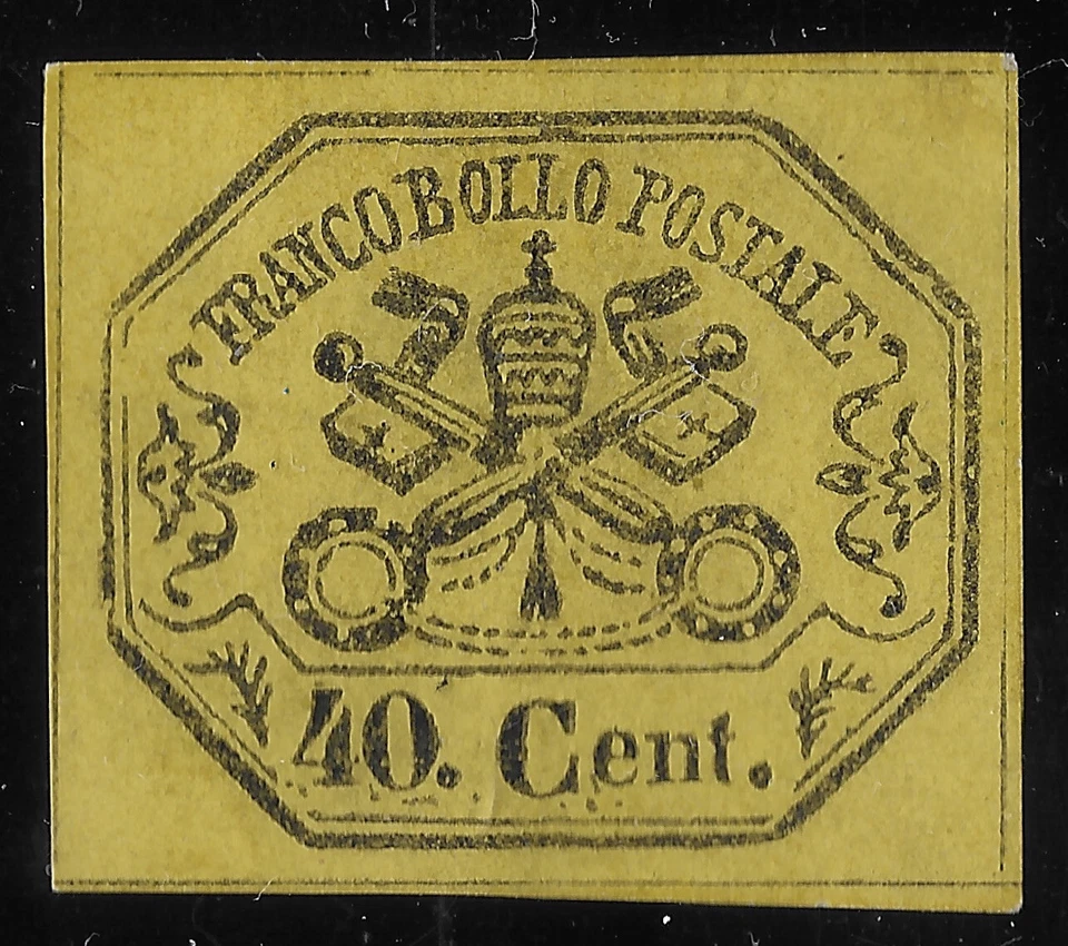 Roman States ITALY 1867 40c black on yellow Papal Arms (IBX) - Image 1 of 1