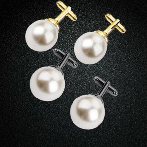Faux Pearl Cufflinks Groom Suit Sleeve Buckle Wedding Cufflinks Jewlery Gift SG - Picture 1 of 14