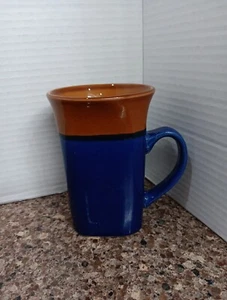 Royal Norfolk Sq Stoneware 2-tone Coffee Mugs Brown Blue Flared  Set 6 12oz NEW - Picture 1 of 4