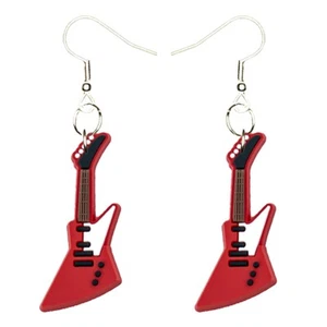 Gitarrenohrringe Handarbeit hypoallergen versilbert Fischhaken - Bild 1 von 6