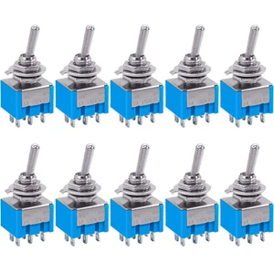 Taiss 10Pcs DPDT Mini Toggle Switch 6-Pin 2 Position ON/ON Miniature Toggle - Picture 1 of 12