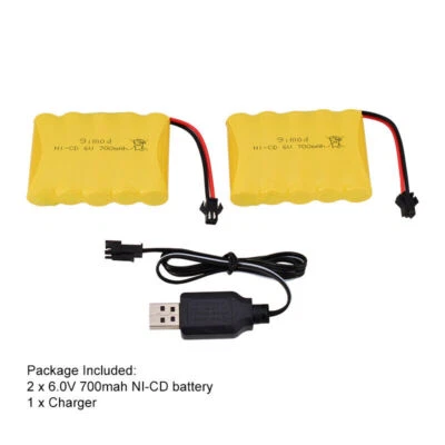 2er Pack 6,0V 700mAh Ni-Cd AA Akkupack Wiederaufladbar für RC Auto Spielzeug SM-2P Stecker - Bild 1 von 4