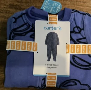 Carter's Boys One Piece Fleece Sleepwear Blue With Cars - Picture 1 of 3