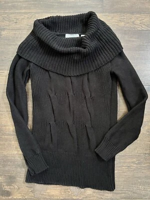 Длинный свитер Liz Claiborne с воротником-хомутом черный вязаный по форме винтажный средний праздничный - Изображение 1 из 4