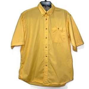 Red Head Button Snap Up Shirt Mens Size Medium Yellow Solid Short Sleeve - Picture 1 of 6