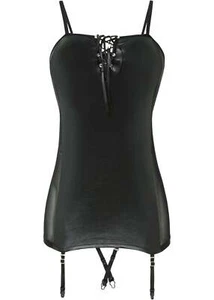 Sexy Strapskleid mit Wetlook Gr. 36/38 Schwarz Damen Erotikwäsche Babydoll Neu - Bild 1 von 1