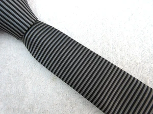 GREY BLACK STRIPED 2 INCH polyester NECKTIE TIE REDHERRING - Picture 1 of 5