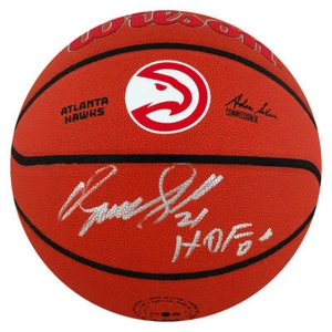 Dominique Wilkins Signed Wilson Hawks Team Logo NBA Basketball w/HOF'06 (SS COA) - Picture 1 of 1