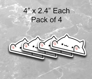 Bongo Cat Playing Bongos Vinyl Sticker Car Decal - 4 Pack - Picture 1 of 1
