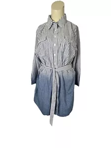 Lands end Blue White Ombra Knee Knee Length Shirt Dress Women’s Plus 3x - Picture 1 of 15