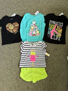 Lot Of 5 NWT Toddler Girl's Graphic T Shirts & PJ’s Size 4, 4T - Picture 1 of 10