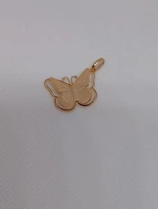 Dije Colgante Mariposa Grande Oro Amarillo 18K Efecto 3D Ligero 2.0g 17mm Nuevo  - Imagen 1 de 7