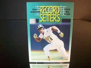 Rickey Henderson Fleer 1992 Card #681 Oakland Athletics Baseball RECORD SETTERS