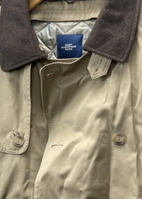 Hermosa gabardina Hart Schaffner ejecutiva con cinturón forro de lana para hombre 46L tostada Foto 1 de 4