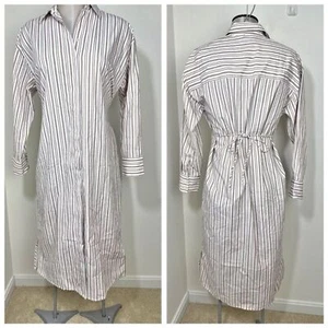 Abercrombie & Fitch Long-Sleeve Tie Midi Striped Shirt Dress Size XS Petite - Picture 1 of 9