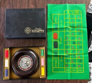 Vintage 1950s ROULETTE WHEEL GAME w/ Felt Game Board  Casino Gambling Game