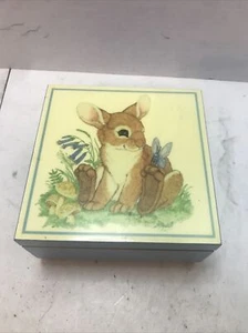 Bunny Rabbit Music Jewelry Box LK POWELL Vintage Rare 80s works - Picture 1 of 7