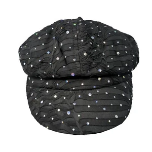 Something Special LA Newsboy Hat Black OS Sequin Lightweight Blank Polyester - Picture 1 of 8