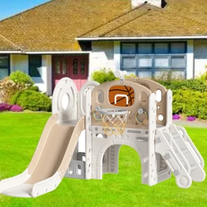 Kids Slide Castle Climbing Baby Toddler In&Outdoor Playcentre w/Basketball Hoop - Picture 1 of 15