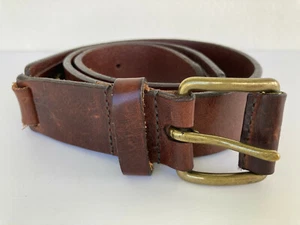 Club Monaco Vintage 90's Women's Brown Leather Belt w/ Brass Buckle Size XS - Picture 1 of 9