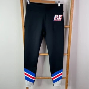 PE Nation Full Toss Leggings Womens Large Black Blue Medium Support Mid Rise - Picture 1 of 12