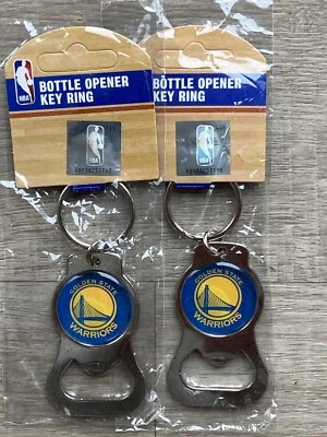 NBA Golden State Warriors Chrome Metal Bottle Opener Keychains (2) New - Image 1 of 4