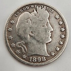 1898 BARBER QUARTER DOLLAR COIN - Bild 1 von 2