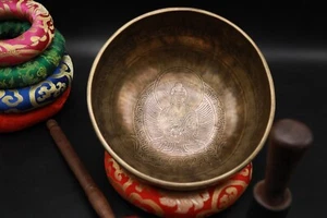 10"buddha craving Tibetan singing bowl Music Relaxation bowl handmade bowl nepal - Picture 1 of 12