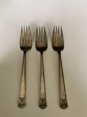 3 tenedores de ensalada International Holmes & Edwards CENTURY 6 1/4" plateados 1923 Foto 1 de 4