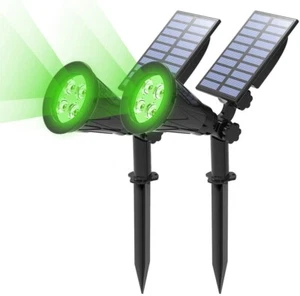 Faretto da giardino LED solare verde IP65 bianco faretto da esterno con picchetto da terra - Foto 1 di 12