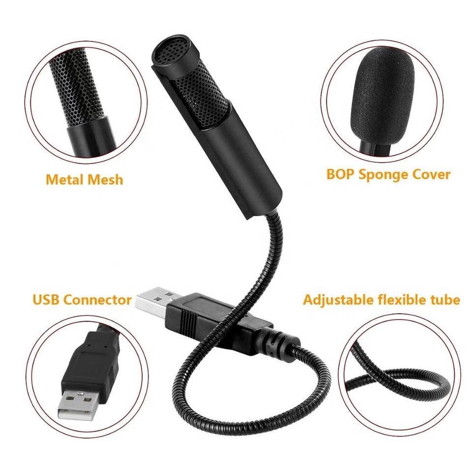 Yanmai USB Gooseneck Mini Microphone Audio Recording Computer for Meeting - Image 1 of 4