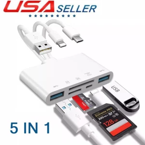 5 in 1 Multi-function TF SD Card Reader For Type-C Phone/iPhone USB OTG Adapter - Picture 1 of 10