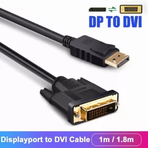1080P Displayport DP Male to DVI 24+1 Male Cable Cord 1.8M for HP Dell Lenovo PC - Picture 1 of 12